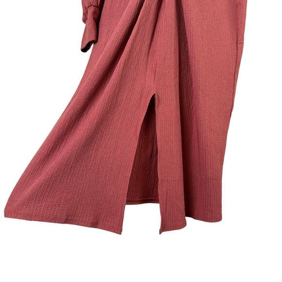 ASOS DESIGN V-Neck Twist Front Long Sleeve Midi Dress in Rust, Size 8 - Picture 6 of 10